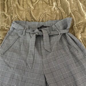 Zara Black and White Checkered Trousers